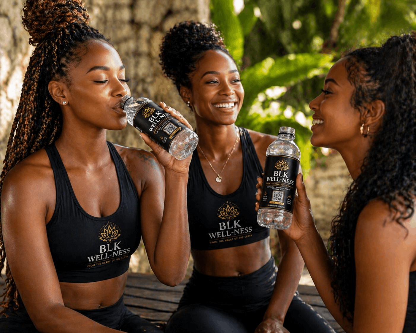 Women enjoying BLK WELL-NESS Water outdoors