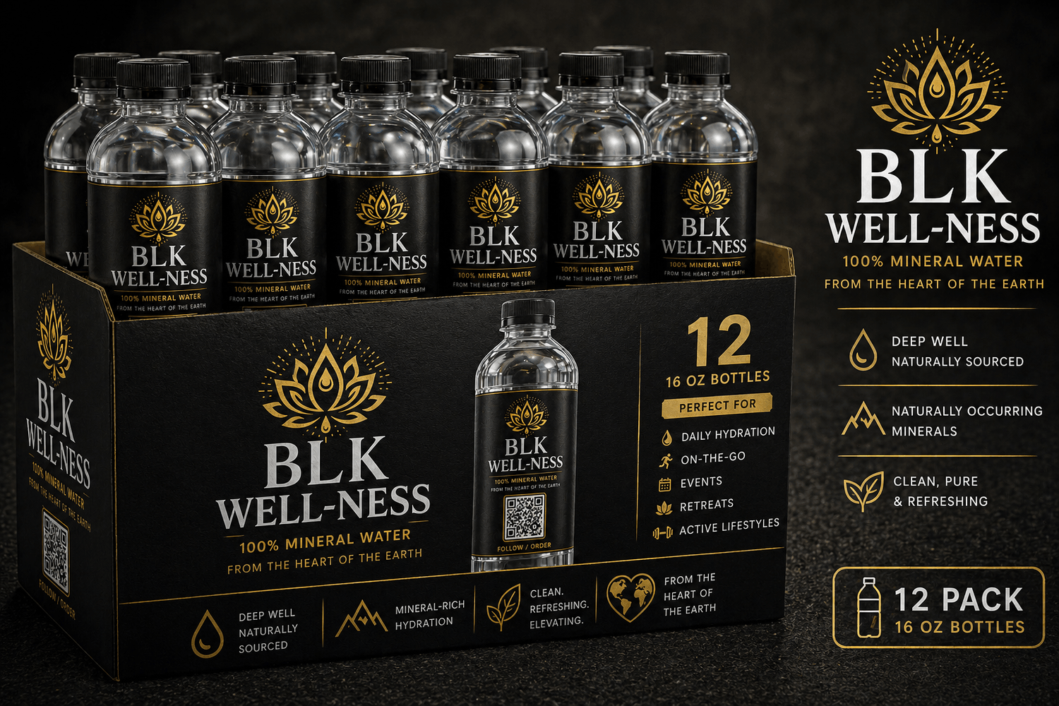 BLK WELL-NESS 12-pack of 16 oz mineral water bottles