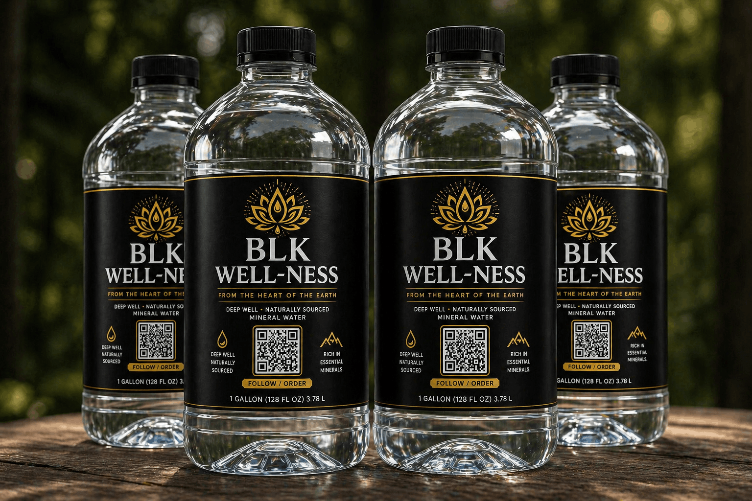 BLK WELL-NESS 1-gallon water bottles