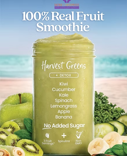 Sacred 7 Harvest Greens 100% real fruit smoothie puree